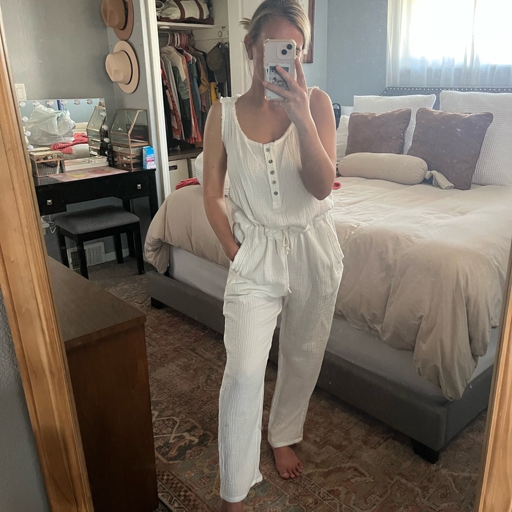 Vici White Linen Jumpsuit